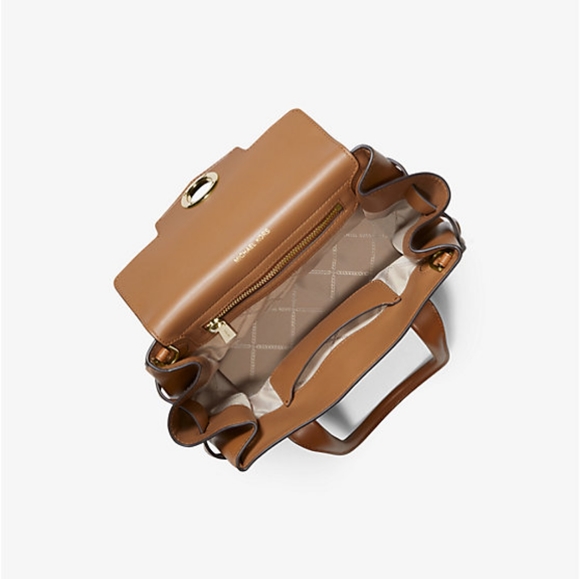 ❤️NEW MICHAEL MICHAEL KORSCarmen Small Logo and Leather Belted Satchel - Picture 9 of 13